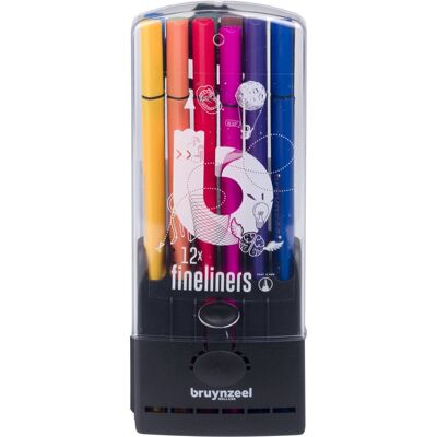 BRUYNZEEL teens 12 fineliners met driekantige grip Multi Kleuren BRUYNZEEL teens 12 fineliners met driekantige grip Multi Kleuren