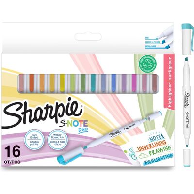 Sharpie s-note duo-markeerstiften dubbelzijdige creatieve pastel markers kogel- en wigvormige punt voor markeren, tekenen, notities maken en meer 16 stuks Sharpie s-note duo-markeerstiften dubbelzijdige creatieve pastel markers kogel- en wigvormige punt voor markeren, tekenen, notities maken en meer 16 stuks