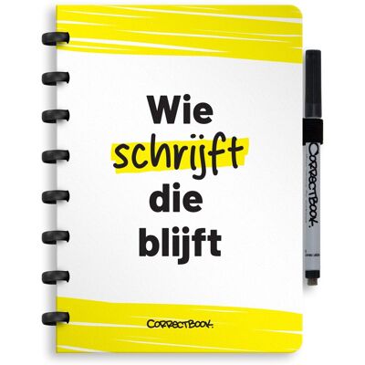 Correctbook a5 uitwisbaar notitieboek - herbruikbaar schrift - wie schrijft die blijft - mix binnenwerk - inclusief pen & wisdoekje - aanvulbaar met extra pagina's Correctbook a5 uitwisbaar notitieboek - herbruikbaar schrift - wie schrijft die blijft - mix binnenwerk - inclusief pen & wisdoekje - aanvulbaar met extra pagina's