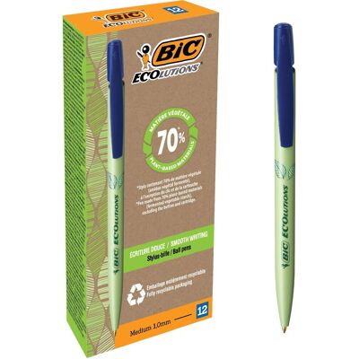BIC Balpen ecolutions media clic bio-based medium blauw 12 stuks BIC Balpen ecolutions media clic bio-based medium blauw 12 stuks