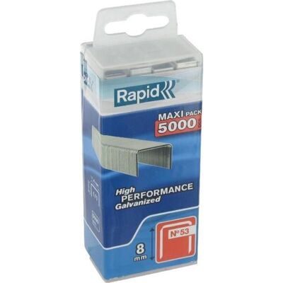 Rapid 40303084 nieten - no. 53 - gegalvaniseerd - 8mm (5000st) Rapid 40303084 nieten - no. 53 - gegalvaniseerd - 8mm (5000st)