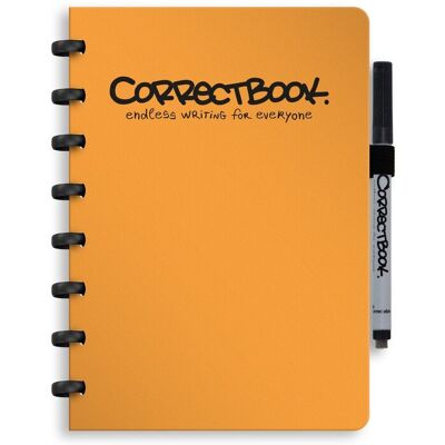 Correctbook a5 uitwisbaar notitieboek - herbruikbaar schrift - peachy orange - gelinieerd - inclusief pen & wisdoekje - aanvulbaar met extra pagina's Correctbook a5 uitwisbaar notitieboek - herbruikbaar schrift - peachy orange - gelinieerd - inclusief pen & wisdoekje - aanvulbaar met extra pagina's