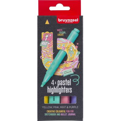 Bruynzeel markeerstiften set pastel 4 kleuren Multi Kleuren Bruynzeel markeerstiften set pastel 4 kleuren Multi Kleuren