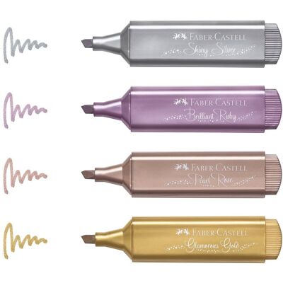 Faber-Castell Faber castell tekstmarker - metallic - 4 stuks assorti kleuren - markeerstift - fc-154640 Faber-Castell Faber castell tekstmarker - metallic - 4 stuks assorti kleuren - markeerstift - fc-154640