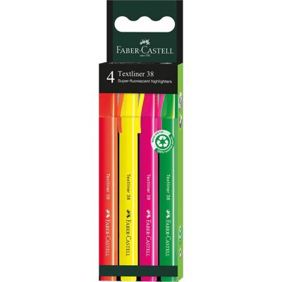 Faber-Castell tekstmarker 38 - etui 4 stuks - fc-157774 Faber-Castell tekstmarker 38 - etui 4 stuks - fc-157774