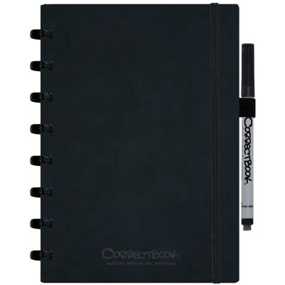 Correctbook a5 uitwisbaar notitieboek - ink black kunstleer hardcover - gelinieerd - herbruikbaar schrift - inclusief pen & wisdoekje - aanvulbaar met extra pagina's Correctbook a5 uitwisbaar notitieboek - ink black kunstleer hardcover - gelinieerd - herbruikbaar schrift - inclusief pen & wisdoekje - aanvulbaar met extra pagina's
