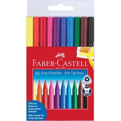 Faber-Castell viltstiften - grip colour - 10 stuks - fc-155310 Faber-Castell viltstiften - grip colour - 10 stuks - fc-155310