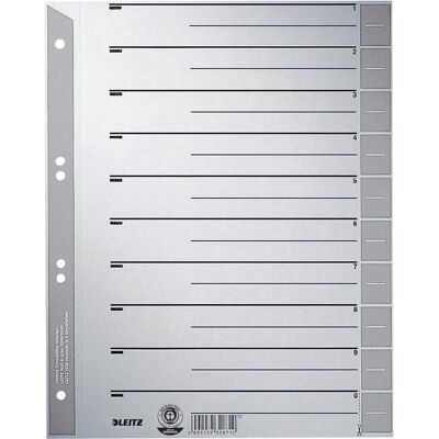 Leitz Scheidingsbladen 1652 karton a4 230gr grijs Leitz Scheidingsbladen 1652 karton a4 230gr grijs