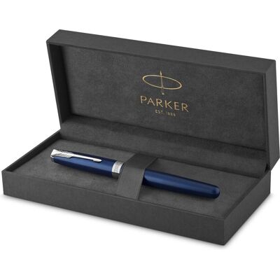 Parker sonnet rollerballpen blauw gelakt met palladium trim fijne punt zwarte inkt geschenkverpakking Parker sonnet rollerballpen blauw gelakt met palladium trim fijne punt zwarte inkt geschenkverpakking