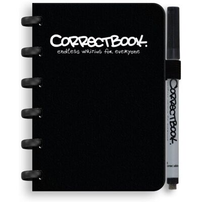 Correctbook a6 uitwisbaar notitieboek - herbruikbaar schrift - ink black / zwart - blanco - inclusief pen & wisdoekje - aanvulbaar met extra pagina's Correctbook a6 uitwisbaar notitieboek - herbruikbaar schrift - ink black / zwart - blanco - inclusief pen & wisdoekje - aanvulbaar met extra pagina's