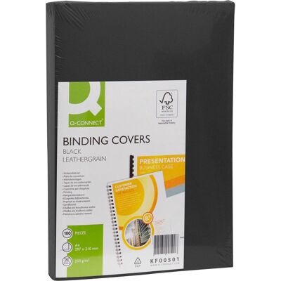 Q-CONNECT dekblad a4 leder 250 grams 1 stuk zwart Q-CONNECT dekblad a4 leder 250 grams 1 stuk zwart