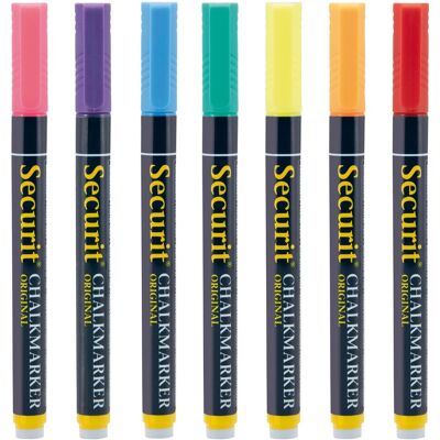 Securit ® original krijtstiftenset van zeven verschillende kleuren Securit ® original krijtstiftenset van zeven verschillende kleuren