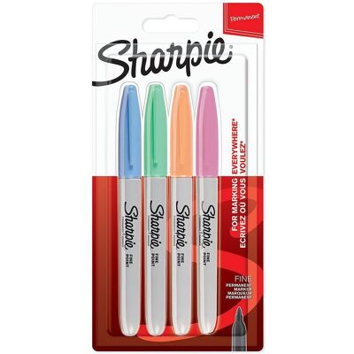 Sharpie permanente markers fijne punt diverse pastelkleuren 4 stuks Sharpie permanente markers fijne punt diverse pastelkleuren 4 stuks