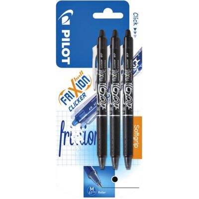 Pilot Rollerpen frixion clicker zwart 0.35mm blister à 3 stuks blister a 3 stuk Pilot Rollerpen frixion clicker zwart 0.35mm blister à 3 stuks blister a 3 stuk