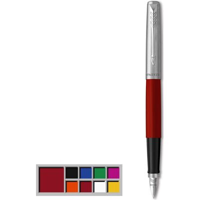 Parker jotter originals-vulpen klassieke rode afwerking medium penpunt blauwe en zwarte inkt Parker jotter originals-vulpen klassieke rode afwerking medium penpunt blauwe en zwarte inkt
