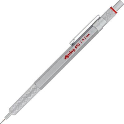 Rotring 600-vulpotlood - 0,7 mm - zilverkleurige behuizing Rotring 600-vulpotlood - 0,7 mm - zilverkleurige behuizing