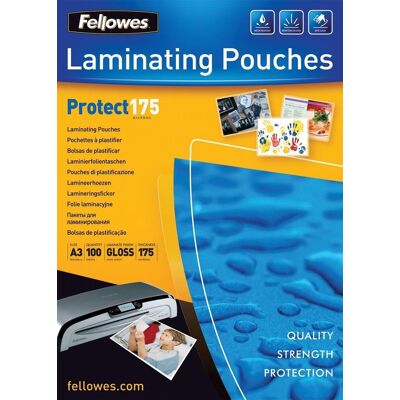 Fellowes lamineerfolie protect a3, glanzend, 175 micron, 100 stuks Fellowes lamineerfolie protect a3, glanzend, 175 micron, 100 stuks