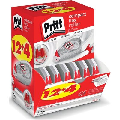 Pritt correctieroller compact 4.2mm x 10m , value-pack 12+4 gratis Pritt correctieroller compact 4.2mm x 10m , value-pack 12+4 gratis