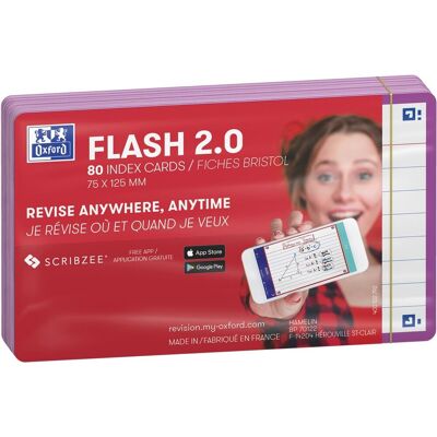 Oxford flash 2.0 - flashcards - gelijnd - a7 - licht paarse rand - 80 stuks Oxford flash 2.0 - flashcards - gelijnd - a7 - licht paarse rand - 80 stuks