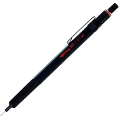 Rotring 500 vulpotlood 0,5 mm hb-stift zwarte zeshoekige kunststof behuizing en antislip getextureerde metalen grip Rotring 500 vulpotlood 0,5 mm hb-stift zwarte zeshoekige kunststof behuizing en antislip getextureerde metalen grip