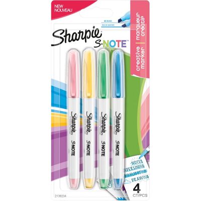 Sharpie s-note creatieve kleurenmarkers markeerstift om mee te schrijven, tekenen en meer diverse pastelkleuren beitelpunt 4 stuks Sharpie s-note creatieve kleurenmarkers markeerstift om mee te schrijven, tekenen en meer diverse pastelkleuren beitelpunt 4 stuks