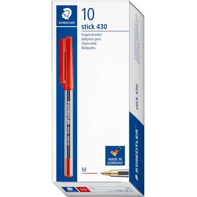 STAEDTLER Balpen 430 medium rood pennen pennen set 10 stuks STAEDTLER Balpen 430 medium rood pennen pennen set 10 stuks