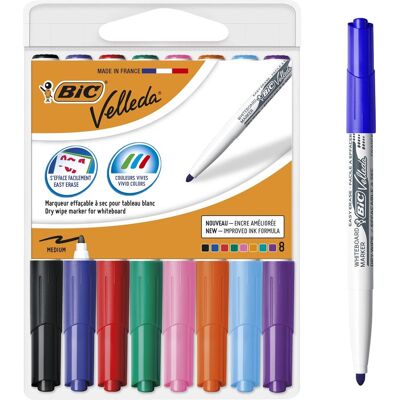 BIC velleda whiteboard markers met etui - diverse kleuren - 8 stuks BIC velleda whiteboard markers met etui - diverse kleuren - 8 stuks