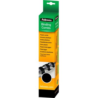 Fellowes plastic bindruggen rond 8mm - zwart (25 stuks) Fellowes plastic bindruggen rond 8mm - zwart (25 stuks)