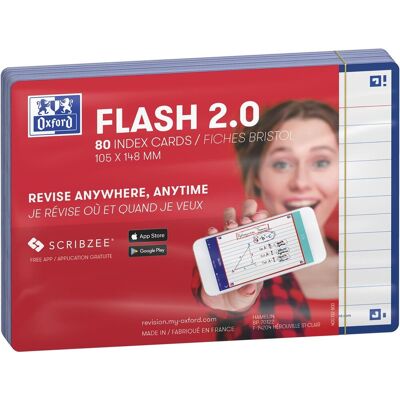 Oxford flash 2.0 - flashcards - gelijnd - a6 - blauwe rand - 80 stuks Oxford flash 2.0 - flashcards - gelijnd - a6 - blauwe rand - 80 stuks