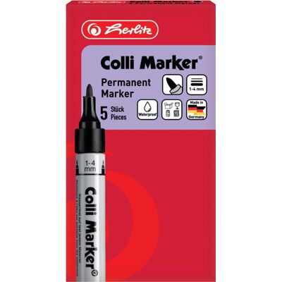 Herlitz permanent marker - zwart - 5 stuks Herlitz permanent marker - zwart - 5 stuks
