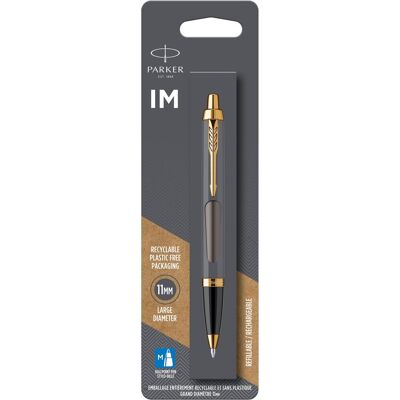 Parker im-balpen grijze lak met gouden details medium punt blauwe inkt Parker im-balpen grijze lak met gouden details medium punt blauwe inkt