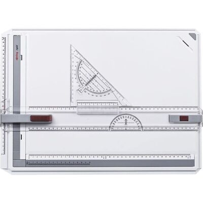 Rotring rapid tekentafel met collegekoffer geïntegreerde liniaal, passer en vierkant a3-formaat tekentafel Rotring rapid tekentafel met collegekoffer geïntegreerde liniaal, passer en vierkant a3-formaat tekentafel
