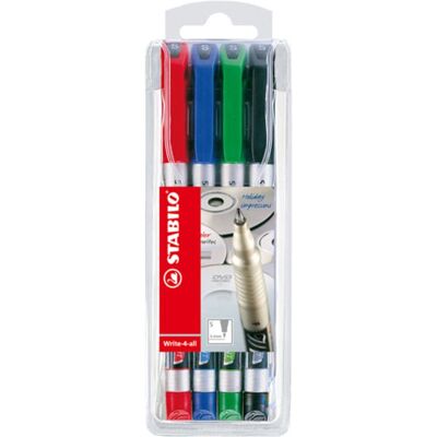 STABILO Write-4-all Permanent Marker - 4 kleuren, 1mm punt STABILO Write-4-all Permanent Marker - 4 kleuren, 1mm punt