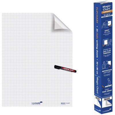 Legamaster - flipover - rol - magic flipchart folie - met ruiten - (25x25 mm) - 25 vellen Legamaster - flipover - rol - magic flipchart folie - met ruiten - (25x25 mm) - 25 vellen