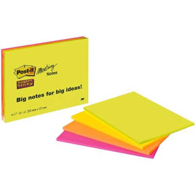 Post-it Memoblok 3m 6445 super sticky 152x101mm assorti Post-it Memoblok 3m 6445 super sticky 152x101mm assorti