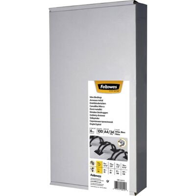 Fellowes bindruggen metaal 6 mm wit, 100 stuks Fellowes bindruggen metaal 6 mm wit, 100 stuks