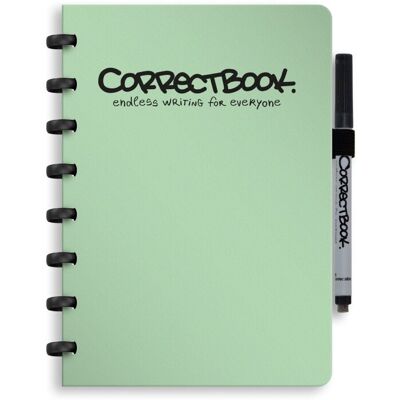 Correctbook a5 uitwisbaar notitieboek - herbruikbaar schrift - misty mint - blanco - inclusief pen & wisdoekje - aanvulbaar met extra pagina's Correctbook a5 uitwisbaar notitieboek - herbruikbaar schrift - misty mint - blanco - inclusief pen & wisdoekje - aanvulbaar met extra pagina's