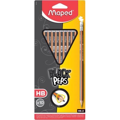 Maped Office Maped black'peps potlood met gum hb, blister met 10 stuks Maped Office Maped black'peps potlood met gum hb, blister met 10 stuks