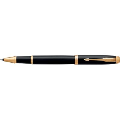 Parker im-rollerballpen zwarte lak met gouden afwerking fijne penpunt zwarte inkt geschenkverpakking Parker im-rollerballpen zwarte lak met gouden afwerking fijne penpunt zwarte inkt geschenkverpakking