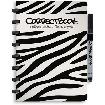 Correctbook a5 uitwisbaar notitieboek - brave zebra - blanco - herbruikbaar schrift - inclusief pen & wisdoekje - aanvulbaar met extra pagina's Correctbook a5 uitwisbaar notitieboek - brave zebra - blanco - herbruikbaar schrift - inclusief pen & wisdoekje - aanvulbaar met extra pagina's