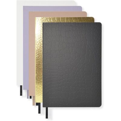 Kangaro notitieboek - pure croco - a5 - lijn - 5 stuks assorti kleuren Kangaro notitieboek - pure croco - a5 - lijn - 5 stuks assorti kleuren