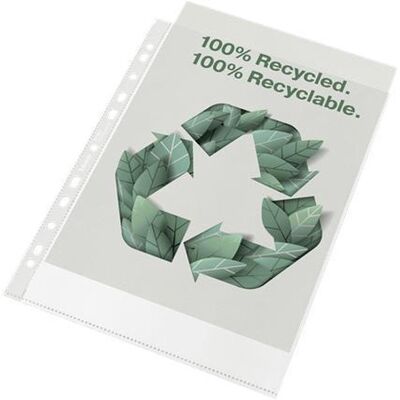 Esselte 100% gerecyclede pp a4 premium showtas - 100 micron - 50x transparante insteekhoezen - voor thuiswerken Esselte 100% gerecyclede pp a4 premium showtas - 100 micron - 50x transparante insteekhoezen - voor thuiswerken