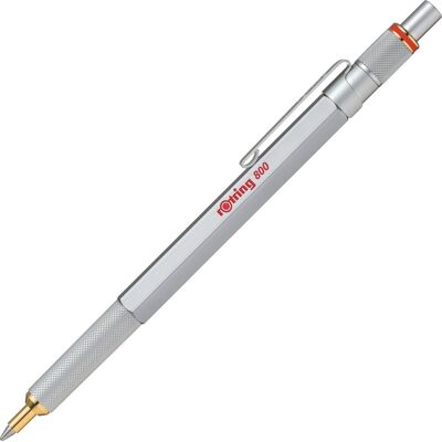Rotring 800-balpen medium punt zwarte inkt zilveren behuizing navulbaar Rotring 800-balpen medium punt zwarte inkt zilveren behuizing navulbaar