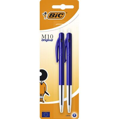 BIC Balpen m10 clic blauw medium blister BIC Balpen m10 clic blauw medium blister