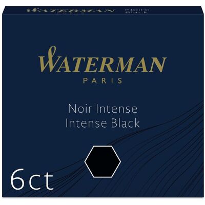 Waterman -vulpeninktpatronen kort 'internationaal' intense black 6 stuks Waterman -vulpeninktpatronen kort 'internationaal' intense black 6 stuks