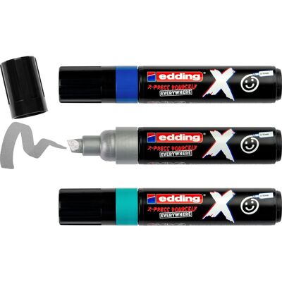Edding 6900 x multimarker - set van 3 blauw, turquoise, zilver - voor alle ondergronden geschikt - beitelpunt 2-10 mm - vegan inkt - gemaakt van gerecycled plastic - lokaal geproduceerd in duitsland Edding 6900 x multimarker - set van 3 blauw, turquoise, zilver - voor alle ondergronden geschikt - beitelpunt 2-10 mm - vegan inkt - gemaakt van gerecycled plastic - lokaal geproduceerd in duitsland