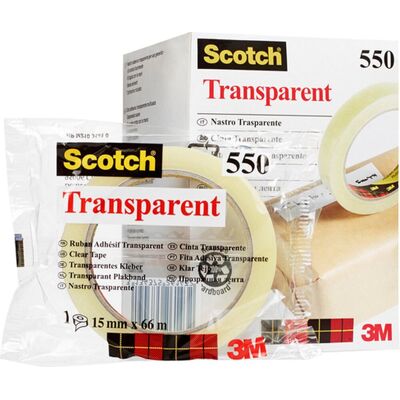 Scotch Plakband 550 15mmx66m transparant 10 stuks Scotch Plakband 550 15mmx66m transparant 10 stuks