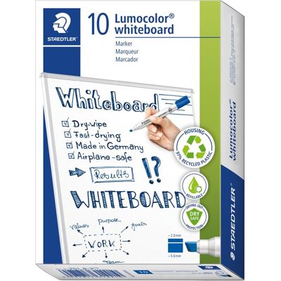 STAEDTLER - lumocolor - whiteboard marker - blauw - doos met 10 stuks STAEDTLER - lumocolor - whiteboard marker - blauw - doos met 10 stuks