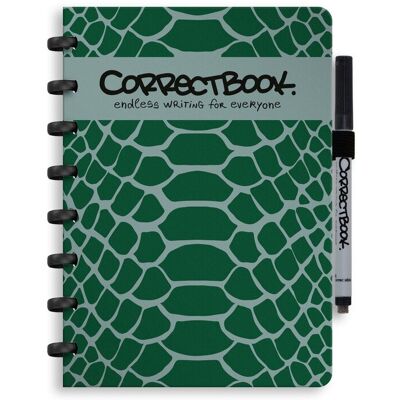 Correctbook a5 uitwisbaar notitieboek - wise snake - gelinieerd - herbruikbaar schrift - inclusief pen & wisdoekje - aanvulbaar met extra pagina's Correctbook a5 uitwisbaar notitieboek - wise snake - gelinieerd - herbruikbaar schrift - inclusief pen & wisdoekje - aanvulbaar met extra pagina's