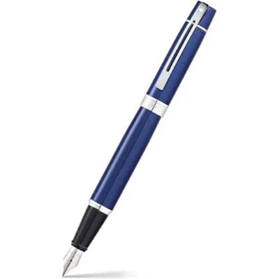 Sheaffer vulpen - 300 - zwart en glanzend blauw met chroom - penpunt m - inclusief convertor voor vulling - sf-e0934153 Sheaffer vulpen - 300 - zwart en glanzend blauw met chroom - penpunt m - inclusief convertor voor vulling - sf-e0934153